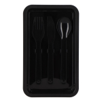 Lunch box a doppio strato con clip di chiusura e posate integrate 1,55 L color nero settima vista