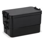 Lunch box a doppio strato con clip di chiusura e posate integrate 1,55 L color nero ottava vista