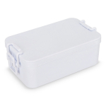Lunch box a doppio strato con clip di chiusura e posate integrate 1,55 L color bianco