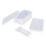 Lunch box a doppio strato con clip di chiusura e posate integrate 1,55 L color bianco seconda vista