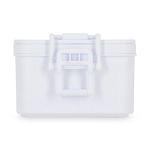 Lunch box a doppio strato con clip di chiusura e posate integrate 1,55 L color bianco quarta vista