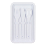 Lunch box a doppio strato con clip di chiusura e posate integrate 1,55 L color bianco settima vista