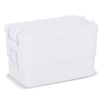 Lunch box a doppio strato con clip di chiusura e posate integrate 1,55 L color bianco ottava vista