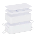 Lunch box a doppio strato con clip di chiusura e posate integrate 1,55 L color bianco nona vista