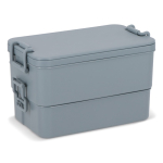 Lunch box a doppio strato con clip di chiusura e posate integrate 1,55 L color grigio ottava vista