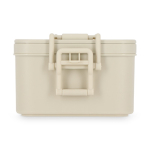 Lunch box a doppio strato con clip di chiusura e posate integrate 1,55 L color beige quarta vista