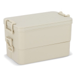 Lunch box a doppio strato con clip di chiusura e posate integrate 1,55 L color beige ottava vista