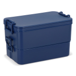 Lunch box a doppio strato con clip di chiusura e posate integrate 1,55 L color blu scuro ottava vista
