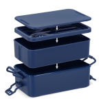 Lunch box a doppio strato con clip di chiusura e posate integrate 1,55 L color blu scuro nona vista