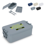 Lunch box a doppio strato con clip di chiusura e posate integrate 1,55 L