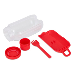 Portapranzo multifunzione con coperchio a vite e posate riutilizzabili color rosso quinta vista