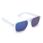 Occhiali da sole in plastica riciclata con effetto specchiato e protezione UV400 color blu trasparente