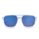 Occhiali da sole in plastica riciclata con effetto specchiato e protezione UV400 color blu trasparente seconda vista