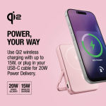 Power bank magnetico con ricarica wireless Fresh'n Rebel 10.000mAh color rosa ottava vista