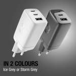 Caricatore rapido con tripla porta 1 USB-A e 2 USB-C Fresh'n Rebel 67W color grigio scuro quarta vista