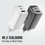 Caricatore rapido con tripla porta 1 USB-A e 2 USB-C Fresh'n Rebel 67W color grigio chiaro quinta vista