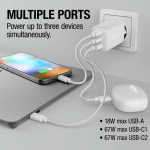 Caricatore rapido con tripla porta 1 USB-A e 2 USB-C Fresh'n Rebel 67W color grigio chiaro ottava vista