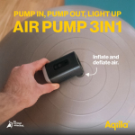 Pompa ad aria wireless ricaricabile con USB-C 3 in 1 con luce color nero quarta vista