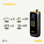 Compressore portatile a gonfiaggio rapido con torcia e powerbank da 4000mAh color nero quinta vista