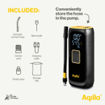 Compressore portatile a gonfiaggio rapido con torcia e powerbank da 4000mAh color nero settima vista