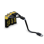 Pacco da 4 pile AA ricaricabili con connessione USB-C da 2000mAh color nero quarta vista