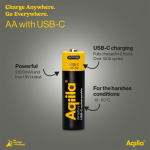 Pacco da 4 pile AA ricaricabili con connessione USB-C da 2000mAh color nero sesta vista
