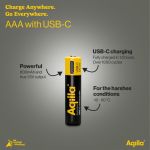 Confezione da 4 pile AAA ricaricabili con connessione USB-C da 600mAh color nero sesta vista