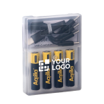 Confezione da 4 pile AAA ricaricabili con connessione USB-C da 600mAh vista area di stampa