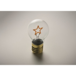 Lampadina LED decorativa con design a filamento e alimentazione a batterie color giallo quarta vista fotografica