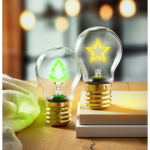 Lampadina LED decorativa con design a filamento e alimentazione a batterie color giallo seconda vista ambiente