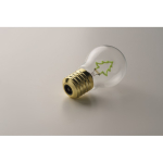 Lampadina LED decorativa con design a filamento e alimentazione a batterie color verde fluorescente quinta vista fotografica