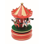 Mini carillon in legno con carosello natalizio girevole color multicolore