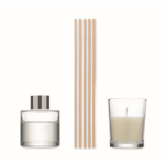 Set aromatico con diffusore in vetro e candela profumata alla vaniglia color beige sesta vista