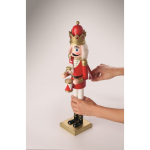 Decorazione a forma di schiaccianoci in legno con base stabile color rosso terza vista fotografica