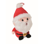 Peluche di Babbo Natale ricamato in poliestere con fiocco per appendere color rosso