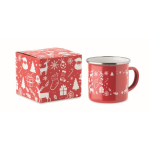Tazza in metallo smaltato in stile natalizio con scatola singola 300 ml color rosso