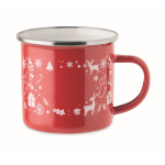 Tazza in metallo smaltato in stile natalizio con scatola singola 300 ml color rosso seconda vista