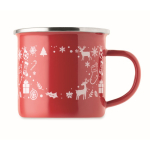 Tazza in metallo smaltato in stile natalizio con scatola singola 300 ml color rosso quarta vista