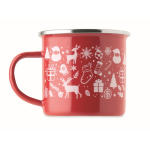 Tazza in metallo smaltato in stile natalizio con scatola singola 300 ml color rosso quinta vista