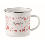 Tazza in metallo smaltato in stile natalizio con scatola singola 300 ml color bianco seconda vista principale