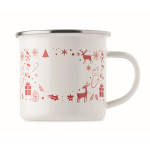 Tazza in metallo smaltato in stile natalizio con scatola singola 300 ml color bianco quarta vista