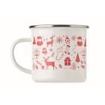 Tazza in metallo smaltato in stile natalizio con scatola singola 300 ml color bianco quinta vista