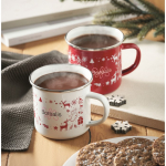 Tazza in metallo smaltato in stile natalizio con scatola singola 300 ml color bianco vista ambiente principale