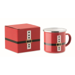 Tazza metallica smaltata con tema Babbo Natale e scatola regalo 300ml color rosso