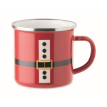Tazza metallica smaltata con tema Babbo Natale e scatola regalo 300ml color rosso seconda vista