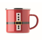 Tazza metallica smaltata con tema Babbo Natale e scatola regalo 300ml color rosso quarta vista