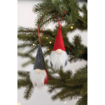 Decorazione a gnomo imbottita in cotone con nastro per appenderla color grigio vista ambiente