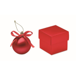 Pallina di Natale da appendere con nastro e confezionata in scatola regalo color rosso