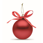 Pallina di Natale da appendere con nastro e confezionata in scatola regalo color rosso terza vista