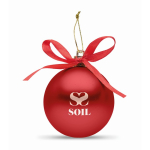 Pallina di Natale da appendere con nastro e confezionata in scatola regalo color rosso terza vista principale